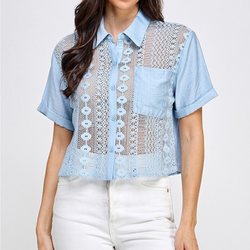 #169 Blue crochet top
